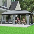 thumbnail image 2 of Outsunny 10' x 20' Patio Gazebo Canopy with Netting Dark Grey, 2 of 10