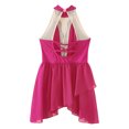 thumbnail image 4 of RUNQHUI Kids Girls Lyrical Dance Dress Shiny Rhinestone Halter Sleeveless Backless Leotards Dress Hot Pink 14, 4 of 5