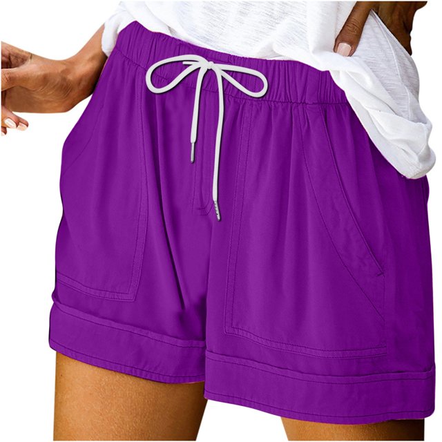 Birdeem Womens Solid Casual Loose Pockets Drawstring Short Pants