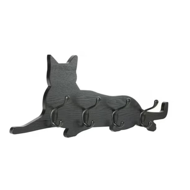 Crochet mural pour animaux chat bois noir sans marque