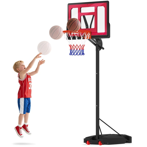 Qaba Portable Basketball Hoop for Kids Height Adjustable 6.6-8.5ft