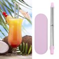 thumbnail image 4 of Stainless Steel Collapsible Straw Portable Reusable Telescopic Straw with Cleaning Brush Pink, 4 of 13