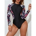 thumbnail image 1 of Women's One Piece Rashguard Swimsuit Zip Front Surfing Shirt Sun Protection, 1 of 6