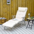 thumbnail image 2 of Outsunny Chaise Longue d'Extérieur avec Design Pliant Blanc Crème, 2 of 10