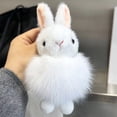 thumbnail image 2 of Fluffy Rabbit Keychain Pendant Soft Plush Toy Backpack Charm White Metal Hook Attachment Car Accessory Gift Decorative Item Lightweight Portable Fur Simulation Y-464 White, 2 of 7