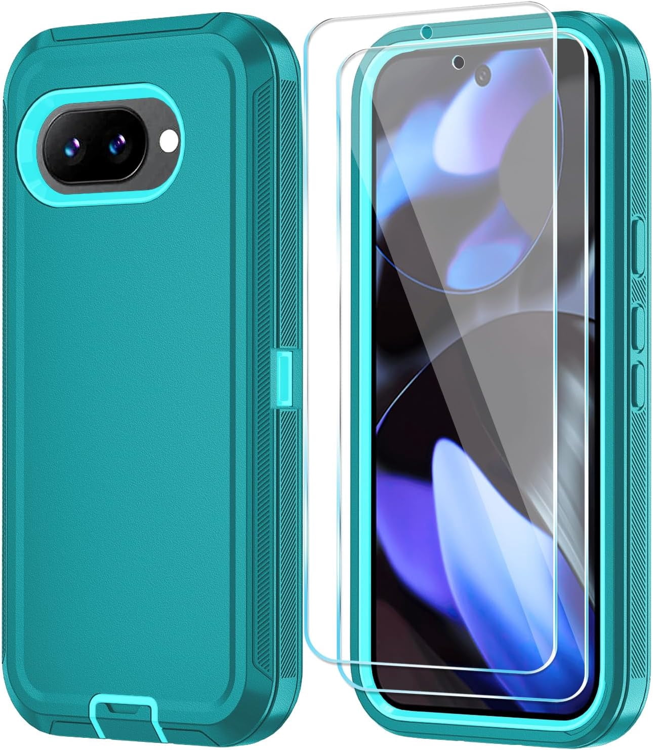 MYKOMI Phone Case for Google Pixel 9A Case with HD Screen Protector, Heavy Duty Shockproof & Dropproof 3-Layer Cover Phone Case for Pixel 9A