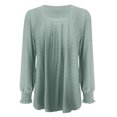 thumbnail image 4 of Besolor Hauts à Encolure Carrée pour Femmes Blouse à Manches Longues Bouffantes de Printemps Tunique Plissée Décontractée Chic Automne 2024 Vert, 4 of 7