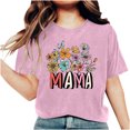 thumbnail image 4 of Meichang Mama Chemises pour Femmes Rétro à Fleurs Mama à Lettres Imprimées T-Shirt Fête des Mères Manches Courtes Col Rond T-Shirt Graphique Maman T-Shirt Décontracté Hauts, 4 of 7