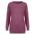 thumbnail image 4 of RXIRUCGD Tendance Décontracté Hauts à Manches Longues pour Femmes Articles en Liquidation Mode Femme T-Shirt à Col Rond à Manches Longues Été Uni avec Poche Blouse Ample Hauts Hauts pour Femmes, 4 of 6