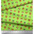 thumbnail image 3 of Soimoi Green polyester Crepe Fabric Dog Face Cartoon Print Fabric by Yard 52 Inch Wide, 3 of 3