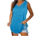 thumbnail image 1 of AherBiu Womens Tank Tops V Neck Basic Solid Color Tops Flowy Loose Fitted Summer Sleeveless Camis Shirts, 1 of 6