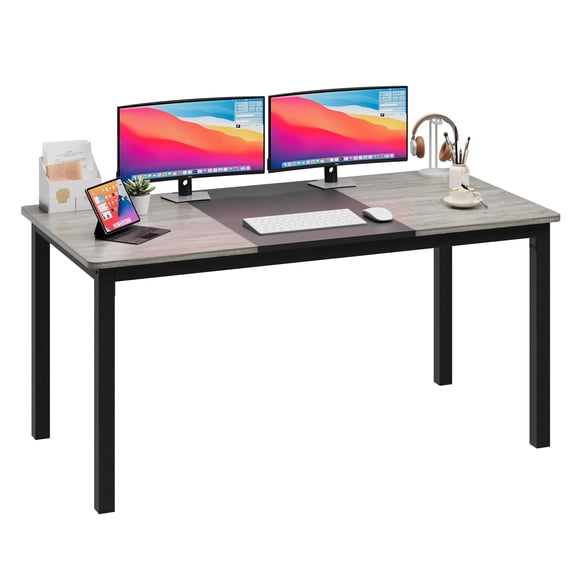 GloryStar Large Modern Computer Desk, Sturdy Black Metal Frame, Perfect for Home Office, Study, or Gaming Setup