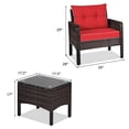 thumbnail image 2 of Patiojoy Ensemble de Conversation en Rotin Osier pour Patio Extérieur 3 Pcs avec Coussins Rouges, 2 of 8