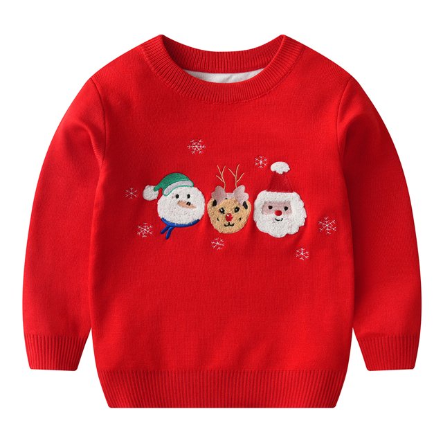 QUDDERR Chandails pour Enfants Garçons Filles 1-6 Ans Bébé Tricot de Noël Chandail Automne Hiver Col Rond pour Tout-Petit
