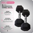 thumbnail image 2 of HolaHatha Iron Hexagonal Cast Exercise 25 lb Dumbbell Weights Pair, Black, 2 of 12
