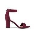 thumbnail image 3 of BLISSFUL STEP Woman's Sandals Block Heels Ankle Strap Open Toe Sandals Burgundy 6, 3 of 6