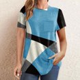 thumbnail image 2 of Diufon Hauts pour Femmes Grande Taille Printemps Été Manches Courtes Col Rond Chandails à Enfiler Chemises Décontractées Imprimées Blouses Amples, 2 of 6