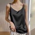 thumbnail image 2 of Besolor Women's Silk Satin Camisole V Neck Spaghetti Strap Cami Tops Summer Basic Blouse Plus Size, 2 of 4