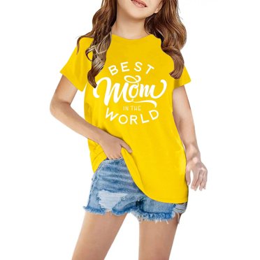Penkiiy Summer Tops Kids Short Sleeve Shirts Girls Tee Shirts -The Greatest American Singer Crew Neck Top for Kids 3-14 Years 4 Years Yellow