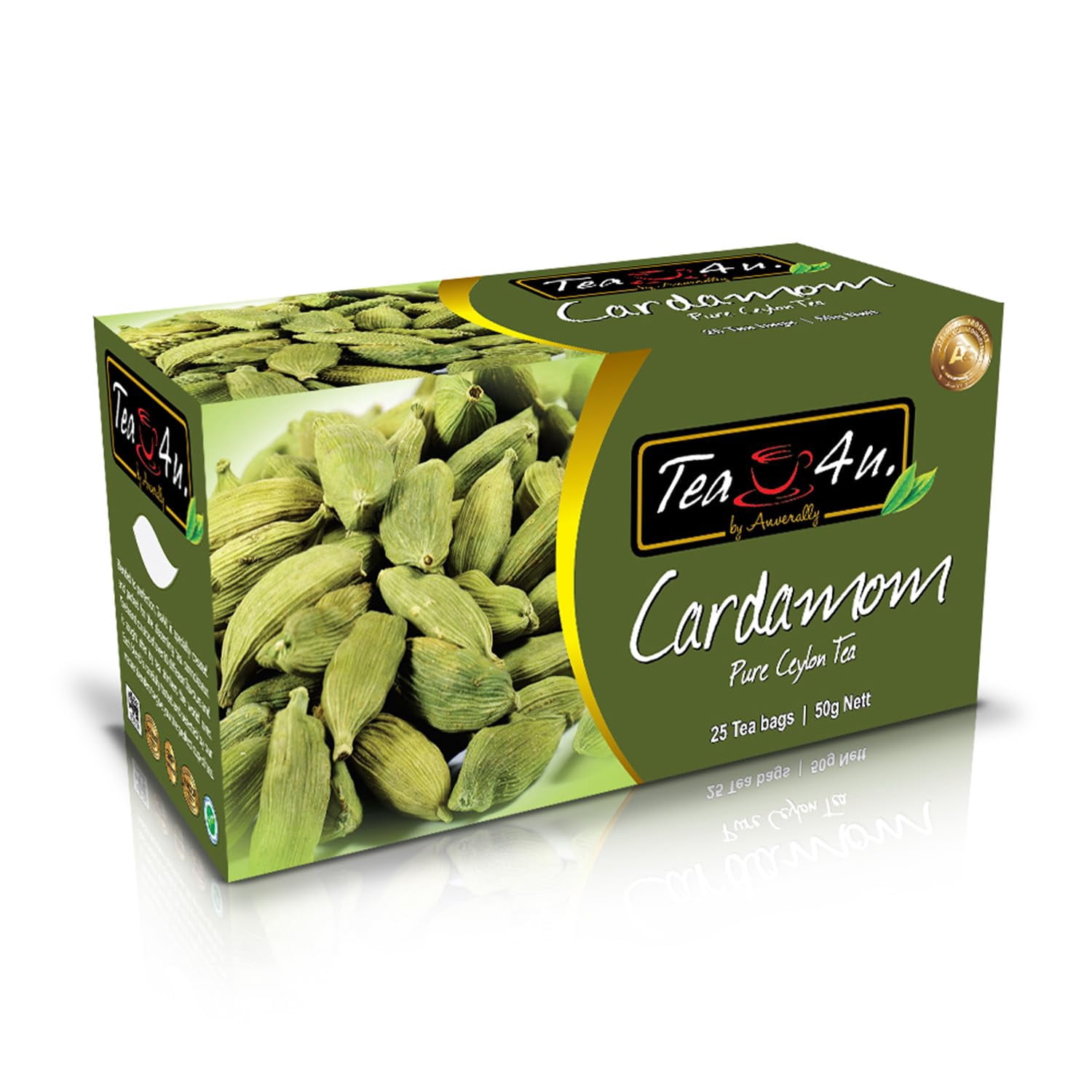 Tea4U Cardamom Flavored Black Ceylon Tea Bags,  Expertly Blended from Sri Lanka’s Finest Leaves-  25 Count