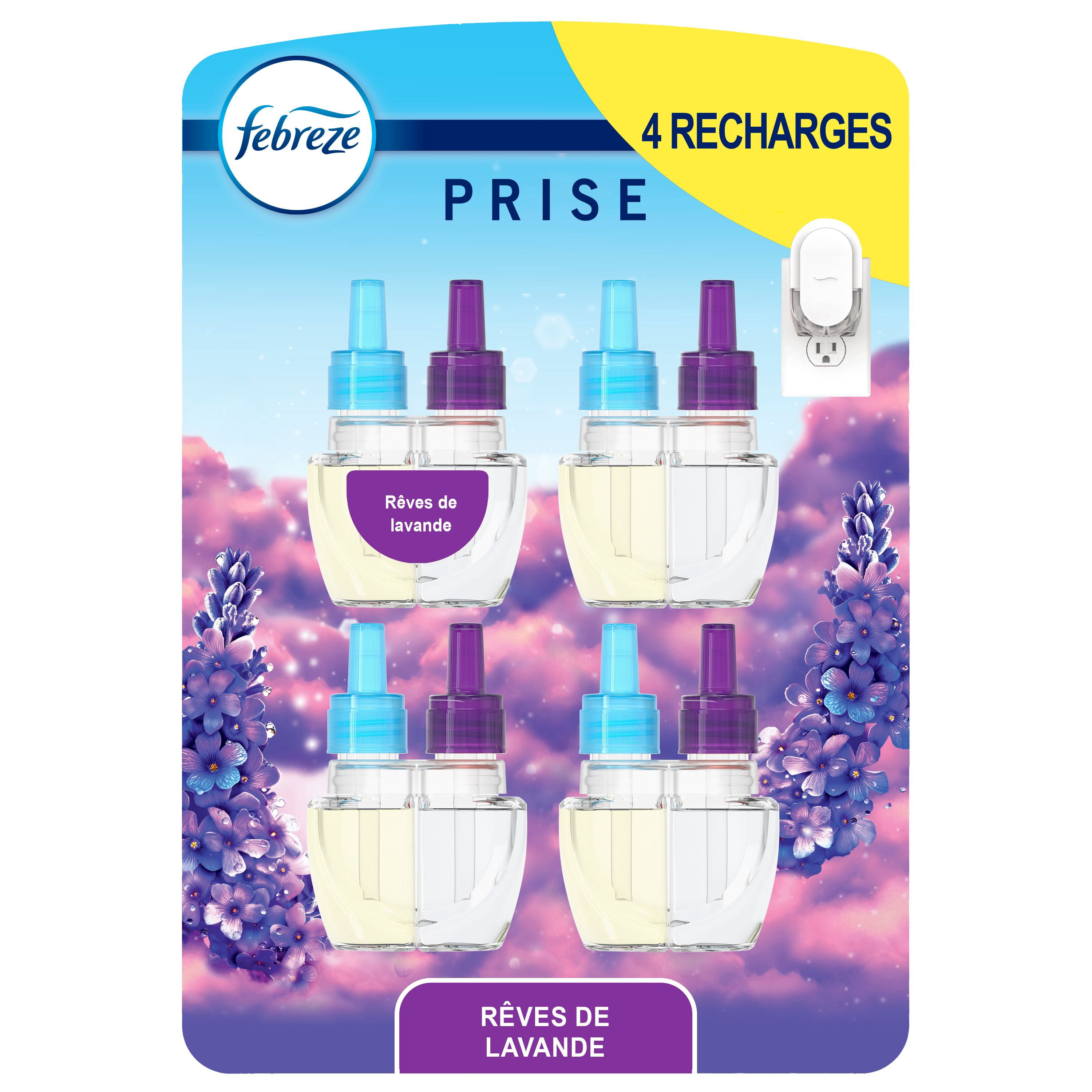 Febreze Plug In Air Freshener, Odor-Fighting Scented Oil Refill, Twilight Lavender Scent, 4 Refills