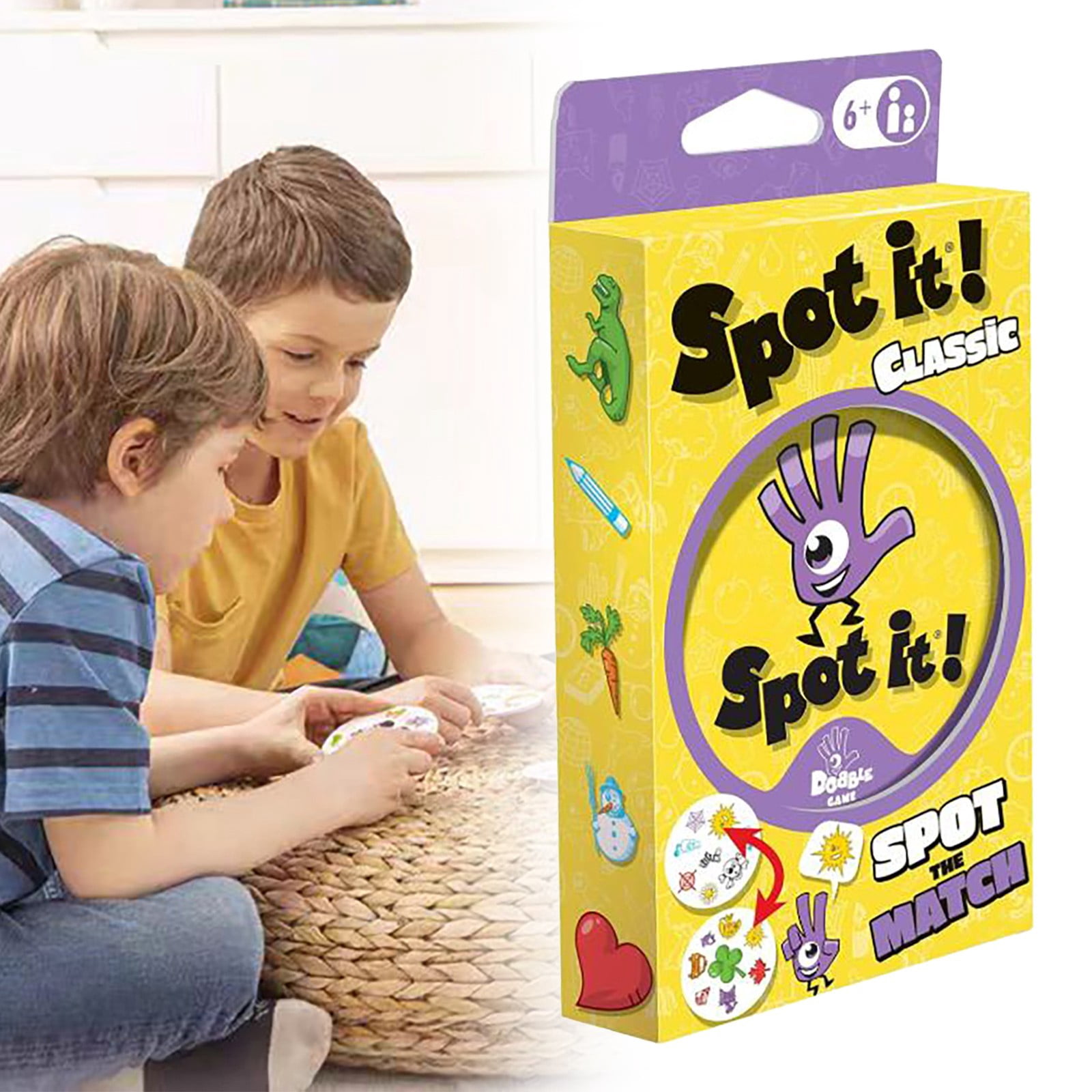 Spot It! Classic Card Game (Eco-Blister) - Fast Paced Family Fun! Matching Game for Game Night, Travel Game for Kids, Great Gift for Kids, Ages 6+, 2-8 Players, 15 Minute Playtime, Made by Zygomatic