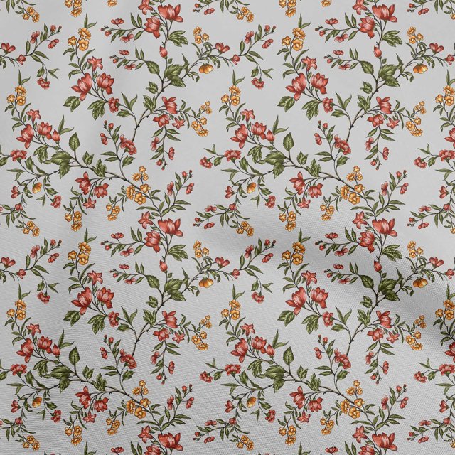 oneOone Georgette Viscose Gray Fabric Floral Craft Projects Decor Fabric Printed By The Yard 42 Inch Wide