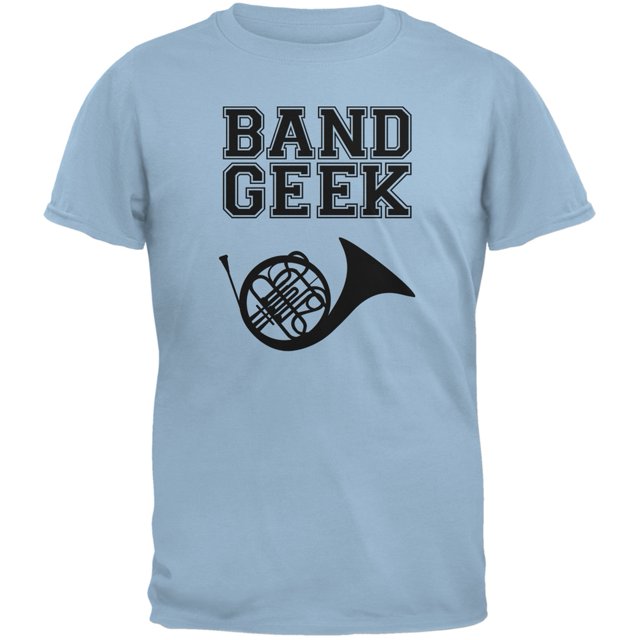 Band Geek T-Shirt Adulte Bleu Clair French Horn