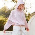 thumbnail image 2 of Kids Sun Protection Zip Hoodie Lightweight Long Sleeve Rash Guard with Hood Swim Cover Up Light Pink 11 Years-12 Years, 2 of 4