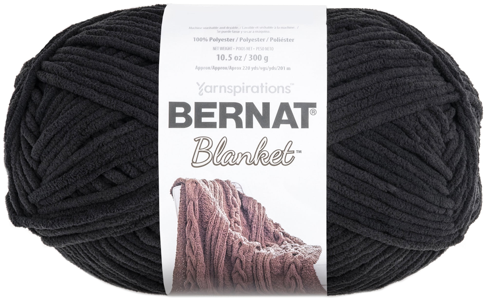 Bernat® Blanket™ #6 Super Bulky Polyester Yarn, Coal 10.5oz/300g, 220 Yards