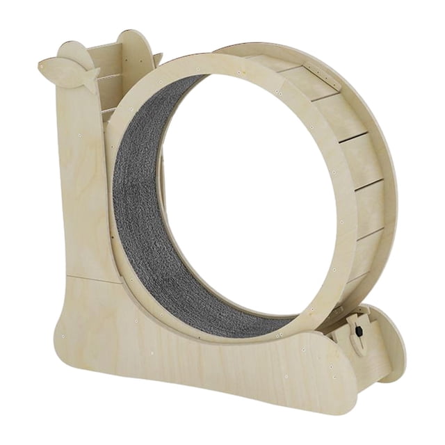 GROWTH TANK Roue pour Chat Exerciseur Tapis Roulant en Bois avec Tapis Facile à Installer Beige