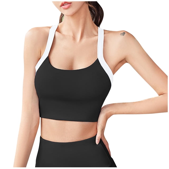 Birdeem Sports Bras for Women Womens Contrasting Shaped Back and Shock-Absorbing Gathered Sports Bra