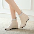 thumbnail image 2 of XZNGL Womens Wedge Heel Naked Boots Short Ankle Boots Inner Height Increase Boots, 2 of 9