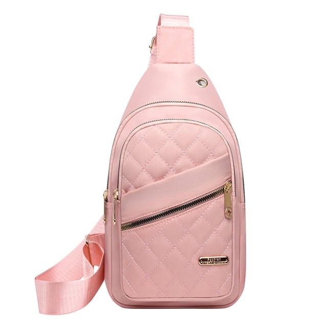 B-57 Pink Shoulder Messenger Bag For Women Chest Pack Multifunctional Design Durable Polyester Material Comfortable Strap Headphone Port Compact Size For Daily Essentials #MJVHi