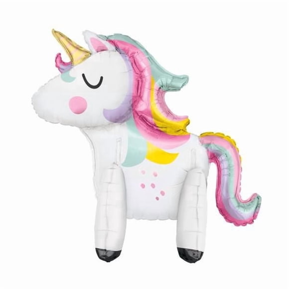 Pièce maîtresse géante debout de ballon d'aluminium de licorne, 30"