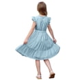 thumbnail image 4 of XIMIN Robe d'Été Décontractée Élégante à Col Rond pour Préadolescentes, Robe Quotidienne à Manches Courtes à Cap, Robe de Couleur Unie, Robe Formelle à Manches à Volants, Robes Trapèze avec Ceinture, Robe de Fête Évasée à Taille Haute, 4 of 5