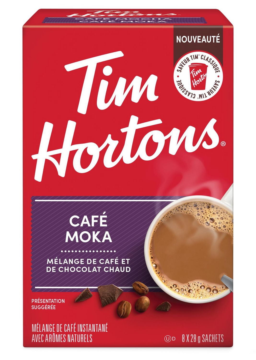 Mélange pour café moka Tim Hortons instantané en sachets pratiques et faciles à Préparer, 8 unités