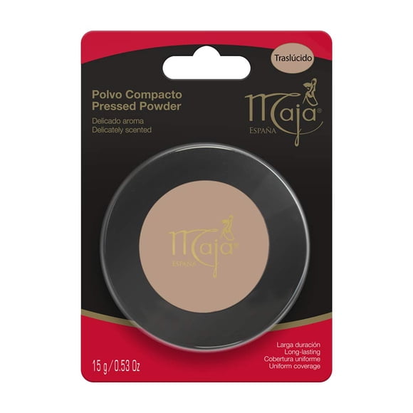Traslucido Maja Poudre Compacte/ Poudre Compacte Délicatement Parfumée, Compartiment Miroir et Pompon pour une Peau Impeccable; 0,53 Once