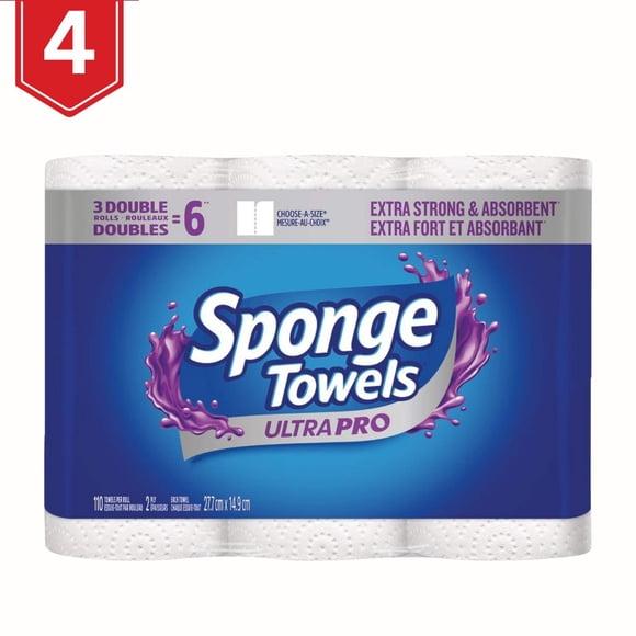 SpongeTowels Utra Pro Double Roll Paper Towel, 4 Pack