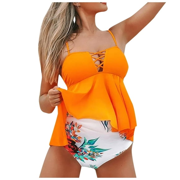 Maillot de Bain de Maternité Deux Pièces à Imprimé pour Femmes Bikini Natation Tenue de Plage