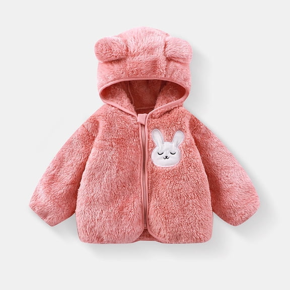 LOVZFMLL Jackets for Girls Kids's Hooded Long Sleeved Top With Warm Zipper Casual And Comfortable Jacket 1-2 Years