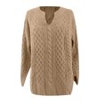 thumbnail image 4 of Women Long Sleeve Solid Color Round Neck Top Casual Loose Knitted Sweaters Blouse, 4 of 5