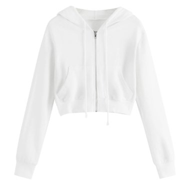 Meichang Cropped Hoodie Women Plus Size Full Zip Up Hoodie Basic Solid Loose Fit Pockets Workout Hooded Sweatshirts Long Sleeve Drawstring Hooded Jacket Black XXL