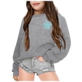 thumbnail image 1 of MEZZALL Chandail à Capuche à Manches Longues Imprimé Fleuri Mode Décontractée pour Filles, Gris Clair, 8-9 Ans, 1 of 7