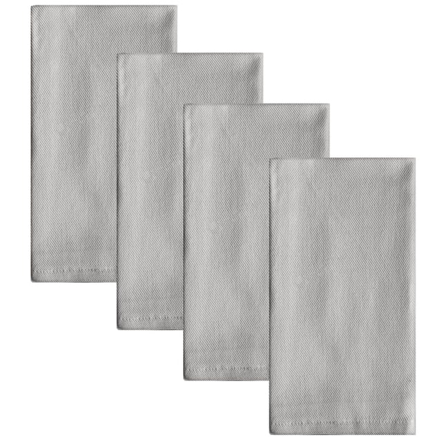 Ensemble Classique Décontracté de 4 Serviettes en Coton Vert avec Quatre Serviettes en Coton de 20 par 20 Pouces Lavables à la Machine dans une Teinte Verte Atténuée, Présentant une texture Tissée fine et des Bords Cousus à la Machine, Conçues pour les Linges de table à Manger et Aussi Adaptées comme Chiffons de Nettoyage Réutilisables.