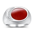 thumbnail image 1 of RYLOS Men's Designer Ring in Sterling Silver 925: Features Diamonds around Red Quartz  - Available  Size 13, 1 of 6
