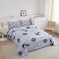 thumbnail image 3 of Erosebridal Blue Cartoon Anchor Bedding Full Comforter Set, Geometric Line Down Comforter, Sailboat Decor, 3-piece, 3 of 7