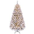 thumbnail image 1 of Costway 6 FT Pre-Lit Flocked Cedar Christmas Tree Hinged White, 1 of 11