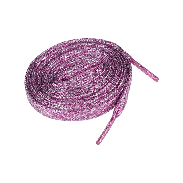 INSPIRE CHIC Lacets Plats Pailletés Brillants Étincelants pour Espadrilles Lacets de Chaussures Cordons Rose Rouge et Argent 110cm/43.31 Pouces