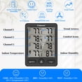 thumbnail image 3 of Geevon Indoor Outdoor Thermometer Wireless with 3 Remote Sensors, Digital Hygrometer Thermometer Temperature Humidity Monitor with Comfort Indicator, Temp Alarm, 60M/200FT Range for Home(Black), 3 of 8